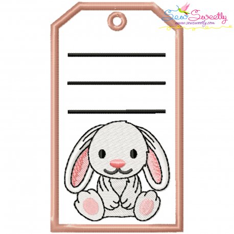 Animal Name Tag Bunny ITH Embroidery Design Pattern With Free Font