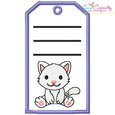 Animal Name Tag Cat ITH Embroidery Design Pattern With Free Font-1
