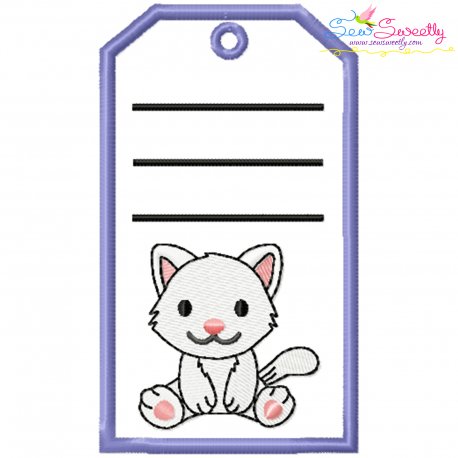 Animal Name Tag Cat ITH Embroidery Design Pattern With Free Font