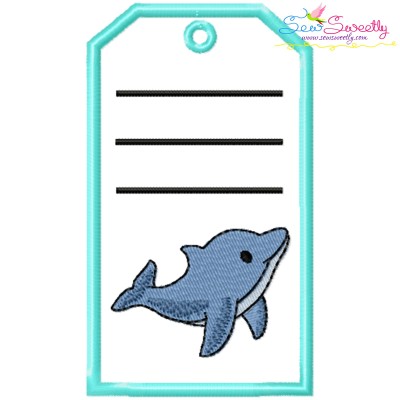 Animal Name Tag Dolphin ITH Embroidery Design With Free Font- 1