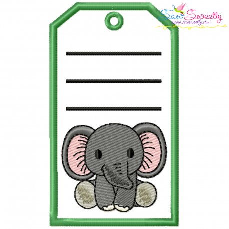 Animal Name Tag Elephant ITH Embroidery Design Pattern With Free Font