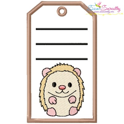 Animal Name Tag Hedgehog ITH Embroidery Design Pattern With Free Font-1