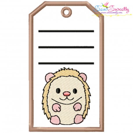 Animal Name Tag Hedgehog ITH Embroidery Design Pattern With Free Font