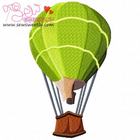 Green Hot Air Balloon Embroidery Design- 1