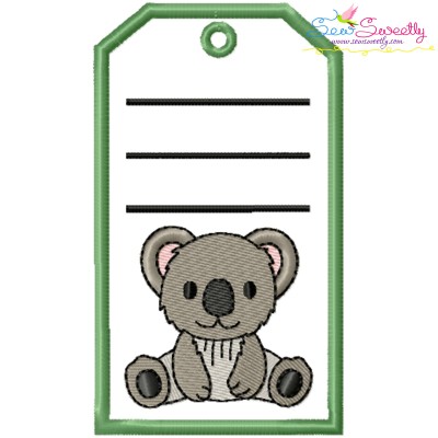 Animal Name Tag Koala ITH Embroidery Design Pattern With Free Font-1