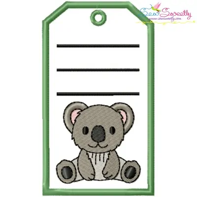 Animal Name Tag Koala ITH Embroidery Design Pattern With Free Font-1