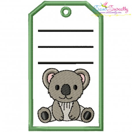 Animal Name Tag Koala ITH Embroidery Design Pattern With Free Font