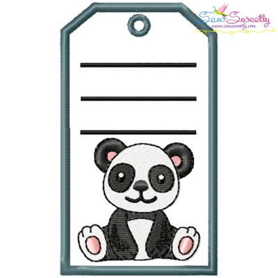 Animal Name Tag Panda ITH Embroidery Design With Free Font- 1