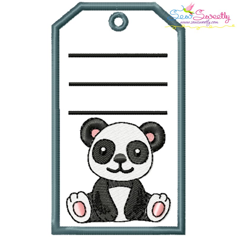 Animal Name Tag Panda ITH Embroidery Design With Free Font | Sew Sweetly