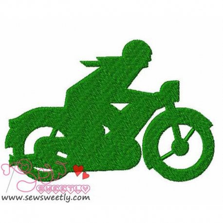 Green Motorbike Embroidery Design Pattern-1