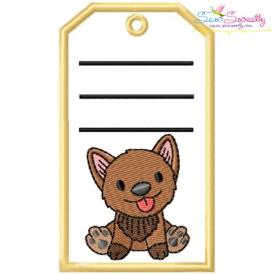 Animal Name Tag Puppy ITH Embroidery Design With Free Font- 1