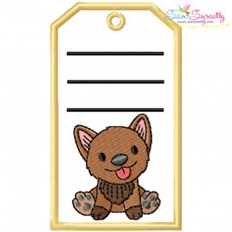 Animal Name Tag Puppy ITH Embroidery Design Pattern With Free Font