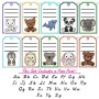 Animals Name Tags Embroidery Design Bundle With Free Font-1