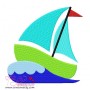 Green Sailboat Embroidery Design Pattern-1