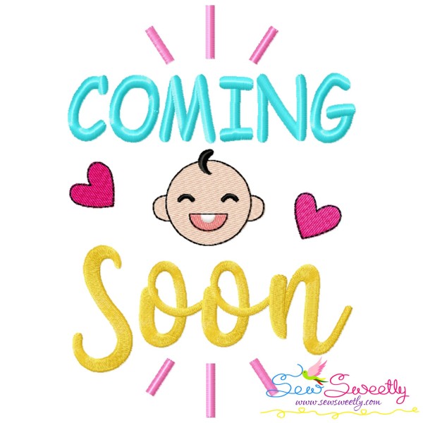 Coming Soon Baby Quote Embroidery Design Pattern-1