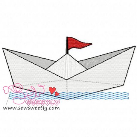 Paper Ship Embroidery Design Pattern-1