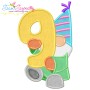 Gnome Birthday Number-9 Applique Design Pattern-1