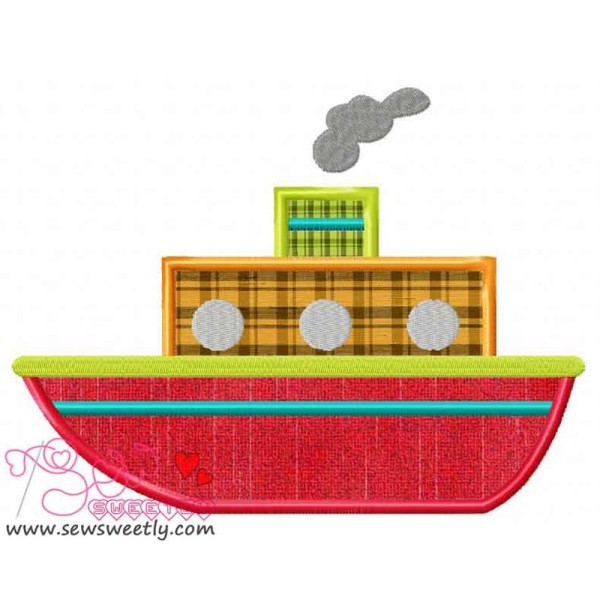 Red Ship Applique Design Pattern-1