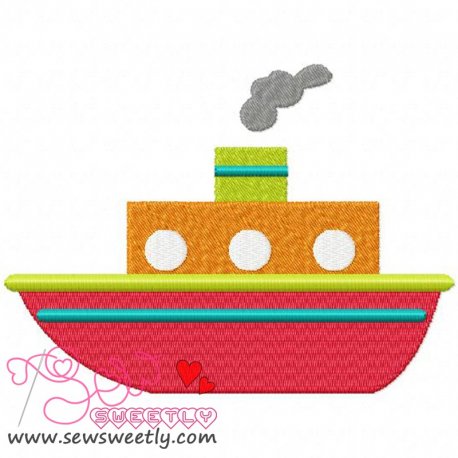 Red Ship Embroidery Design Pattern-1