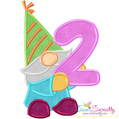Gnome Birthday Number-2 Applique Design