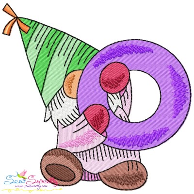 Gnome Birthday Number-0 Embroidery Design