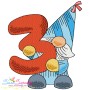 Gnome Birthday Numbers Embroidery Design Bundle-5