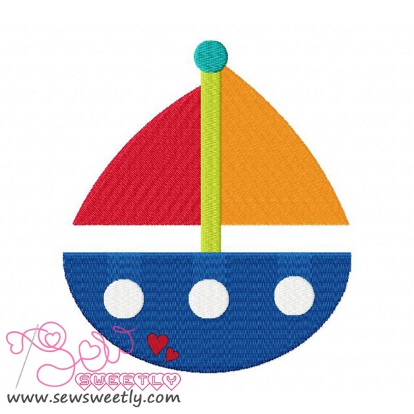 Sail Boat-3 Embroidery Design Pattern-1