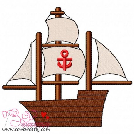 Sailing Ship Embroidery Design Pattern-1