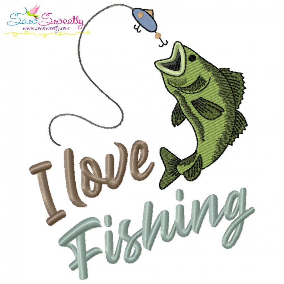I Love Fishing Embroidery Design Pattern