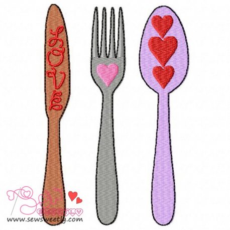 Love Cutlery-1 Embroidery Design Pattern-1