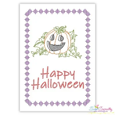 Cardstock Embroidery Design Pattern- Happy Halloween Pumpkin Greeting Card-1