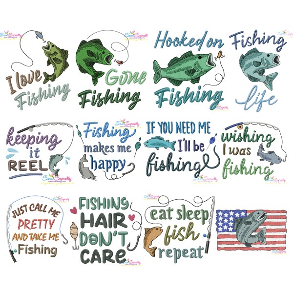 Fishing Lettering Embroidery Design Bundle-1