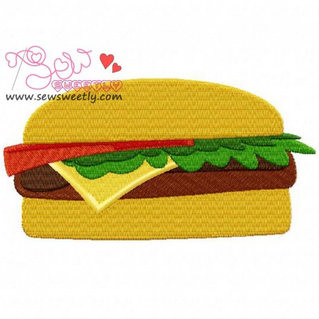 Cheese Burger Embroidery Design- 1