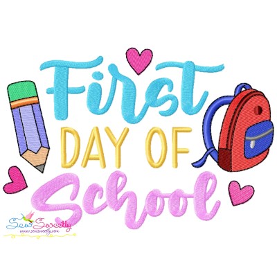 First Day of School Lettering Embroidery Design Pattern-1