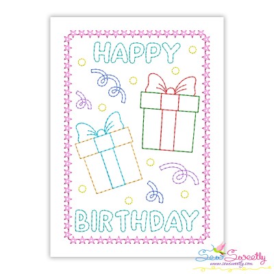 Cardstock Embroidery Design- Happy Birthday Gifts Greeting Card- 1
