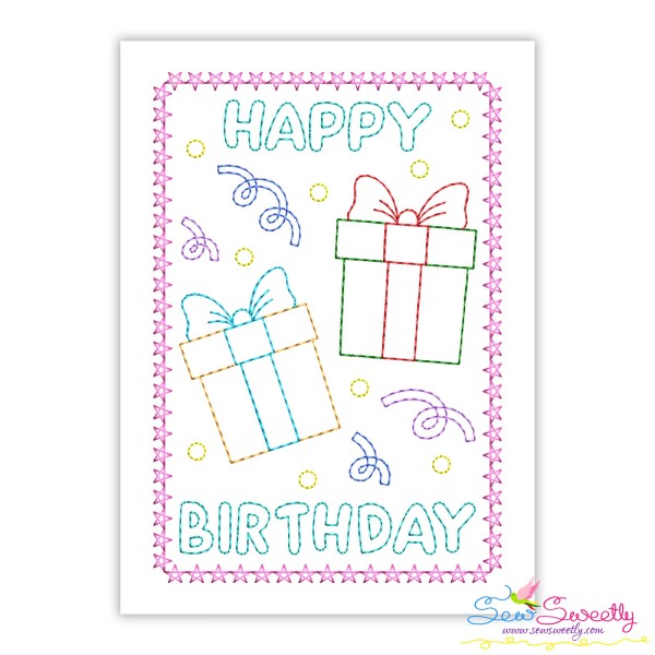 Cardstock Embroidery Design Pattern- Happy Birthday Gifts Greeting Card-1