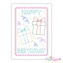 Cardstock Embroidery Design Pattern- Happy Birthday Gifts Greeting Card-1
