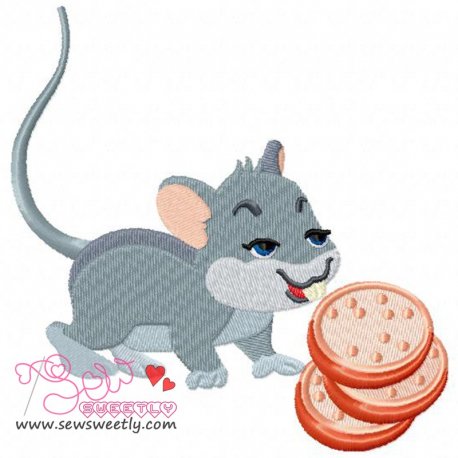 Mouse With Cookies Embroidery Design Pattern-1