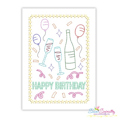 Cardstock Embroidery Design- Birthday Celebration Greeting Card- 1