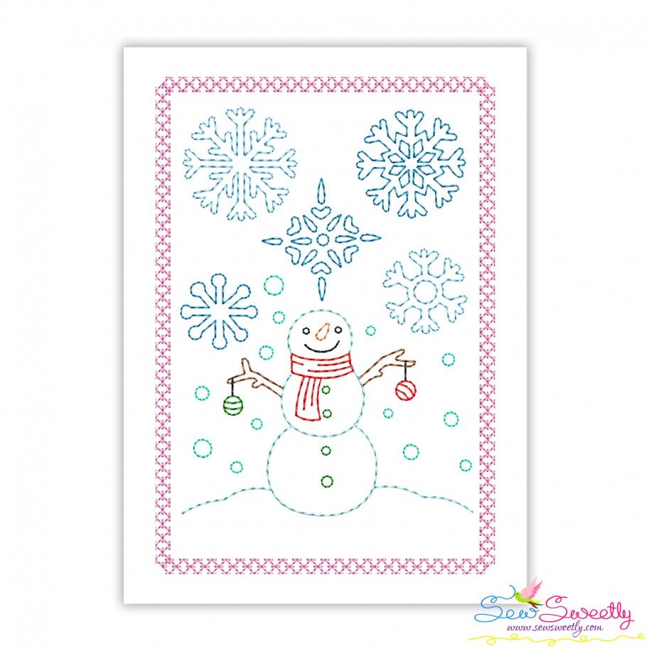 Cardstock Embroidery Design Pattern- Christmas Snowman Snowflakes