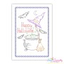Cardstock Embroidery Design Pattern- Happy Halloween Witch Hat And Broom-1