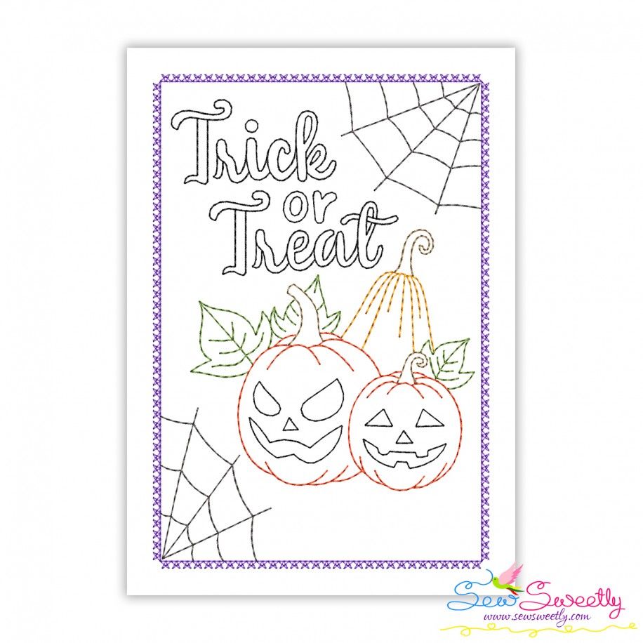 Halloween Cardstock Embroidery Design Pattern- Trick or Treat Pumpkins