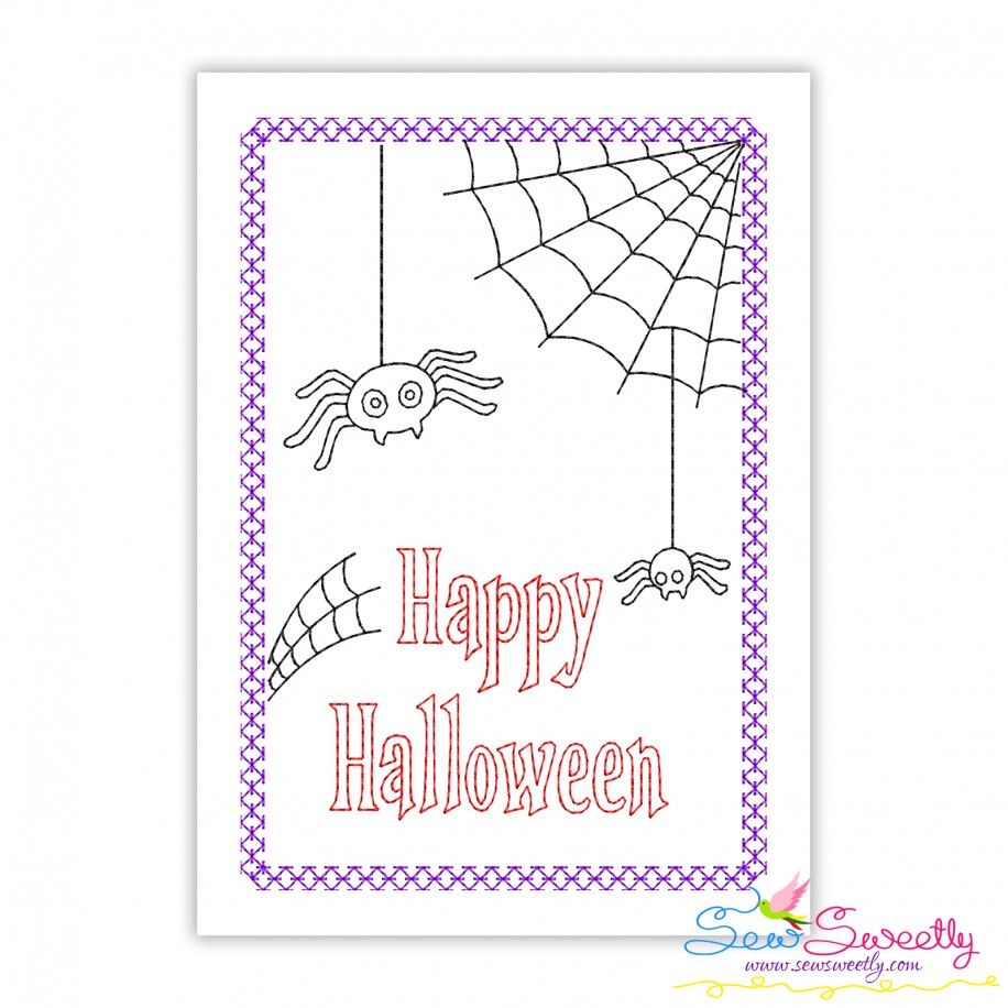Cardstock Embroidery Design Pattern- Happy Halloween Spider And Web-1