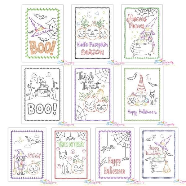 Halloween Cardstocks Embroidery Design Bundle-1
