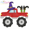 Halloween Monster Truck Witch Legs And Hat Applique Design- 1