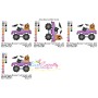 Halloween Monster Truck Pumpkins And Cat Embroidery Design Pattern-2