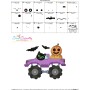 Halloween Monster Truck Pumpkins And Cat Embroidery Design Pattern-3