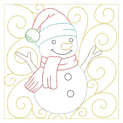 Christmas Quilt Block Snowman Embroidery Design Pattern-1