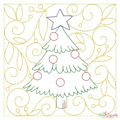 Christmas Quilt Block Tree Embroidery Design Pattern-1
