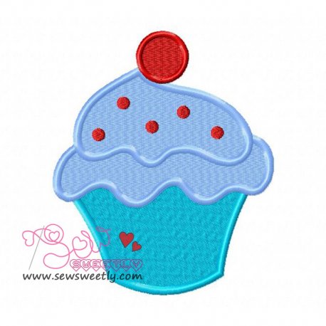 Cupcake With Cherry Embroidery Design Pattern-1